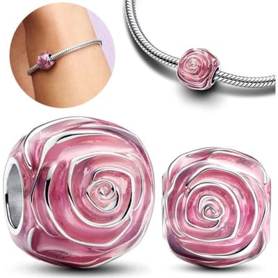 Armband Hoge Kwaliteit Fijne Sieraden Koperen Metaal Geel Roze in Bloei Bedel Kralen Component Compatibel Met Authentiek Origineel Bedel Kralen Component