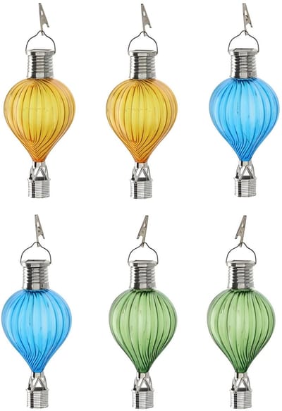 Cepewa LED ballonhangers - 6x - multicolor - H17 cm - luchtballon - tuinverlichting/buitenlamp