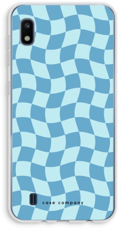 Case Company® - Hoesje geschikt voor Samsung Galaxy A10 hoesje - Grid Blauw - Soft Cover Telefoonhoesje - Bescherming aan alle Kanten en Schermrand