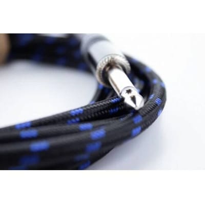 Cordial 14770 Jackplug Audio Aansluitkabel [1x Jackplug male 6,3 mm (mono) - 1x Jackplug male 6,3 mm (mono)] 5 m Zwart, Blauw Textielmantel