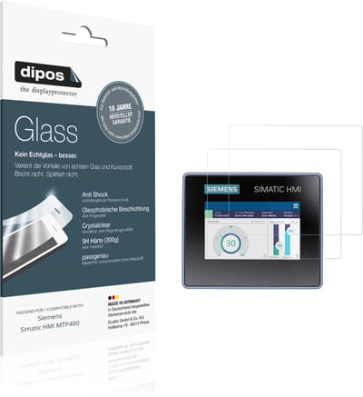 dipos – 2x Pantserfolie geschikt voor Siemens Simatic HMI MTP400 | 9H Screenprotector