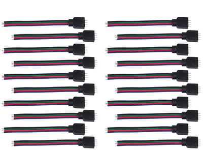 4 Pin Kabelconnectoren voor RGB LED Stripverlichting - Uitbreidingskabel met 4 Strip Jumper voor 5050 Flexibele LED Strips - 10 x 10 x 2 cm