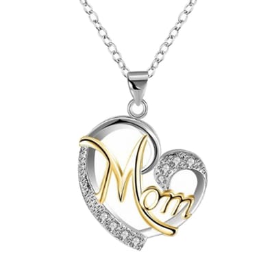 Fako Bijoux® - Ketting Mom Hart - Mama Ketting - Hartje - Cadeautje Moeder - 45cm - Zilver/Goud