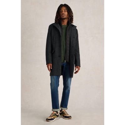 White Stuff Wool Funnel Coat Dark Grey Size: M | Single Breasted Coats Outlet | Heren | Grijs