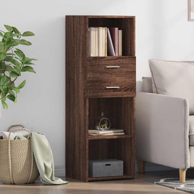 vidaXL - Hoge - kast - 40x42,5x124 - cm - bewerkt - hout - bruin - eikenkleurig