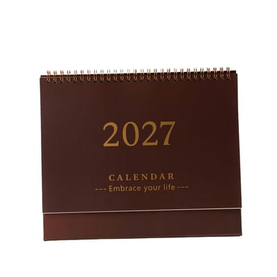 Bureaukalender 2026-2027 – Engelstalige Flipkalender – Bureauplanner met Grote Schrijfruimte – Maandplanner voor Kantoor, Studie en Thuis – Koffiebruin – 25 × 21 cm – 1 Stuk