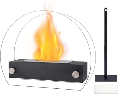Tafelmodel Vuurplaats - Draagbare Verwarmer - Buiten Sfeer Creëren - 360 Graden Vlammenzicht - 35x12x28 cm - Zwart