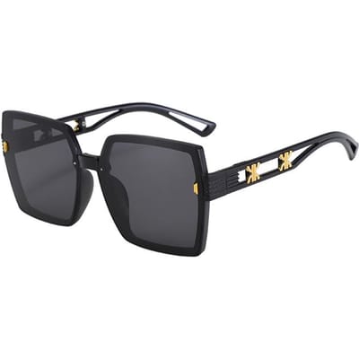 Nieuwe Trendy Big Face Slim Zonnebril Voor Dames Met High-end Ultraviolette Zonbescherming Grote Montuur Zonnebril 7818 zwart