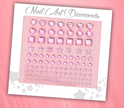 Nail Art Diamonds (115 Diamantjes Roze Figuren) [Zelfklevend Nagel Steentjes Decoratie Versiering - Manicure Kunstnagels Nepnagels - Acryl Nagels Rhinestone Rhine Stones]