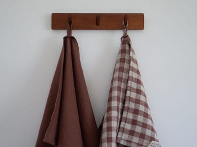 Linnen Label - Duurzaam 100% Europees gewassen linnen theedoeken - 45 x 65 cm - mix van twee - Cacaobruin - Cacao geruit