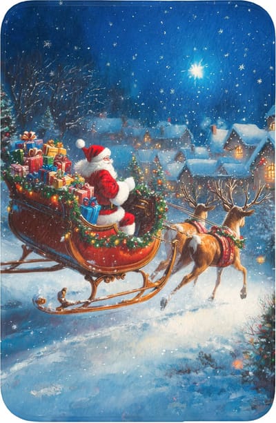 WC mat 40x60 cm - Antislip - Kerstman - Rendier - Kerst - Sneeuw - Toiletmat - Vloermat - Douchemat - Toilet tapijt - Toiletmatten