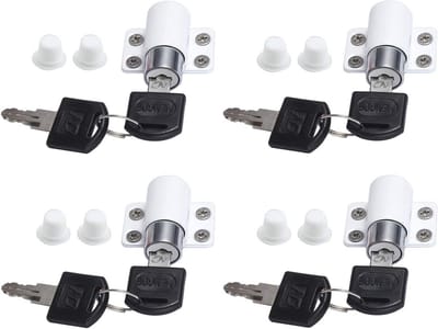Schuifraam Lock Beveiliging met Sleutel - 4 Stuks - Veiligheidssloten voor Schuifdeuren en Ramen