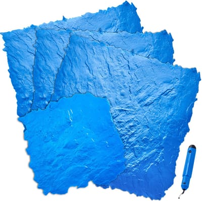 4-Delige Betonnen Matten Set, 36“X36” En 18“X18”, Polyurethaan Leisteenstructuurvormen, Naadloos Steentegelmotief voor Decoratieve Toepassingen Buitenshuis