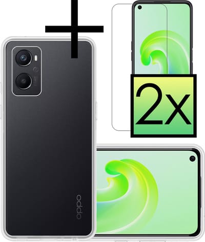 Hoesje - Met 2x Screenprotector - Geschikt voor OPPO A76 - Sterk & Shockproof - Back Cover - Siliconen Case - Telefoon Hoes - Transparant