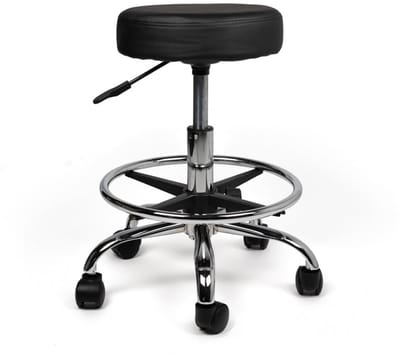 Ergonomische Tabouret Zwart op Wielen Laag (40-57cm) / met Voetsteun / Standaard wielen
