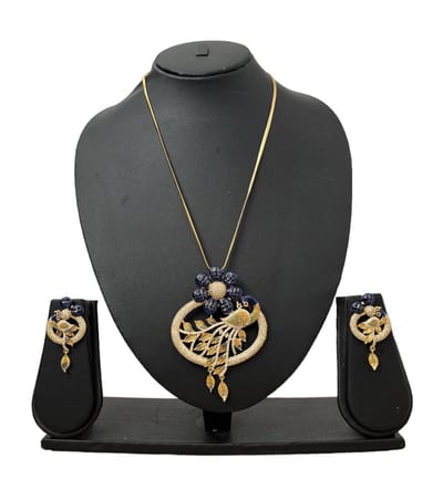 N3 Collecties Luxe Vergulde hanger met ketting en oorbellen voor Vrouwen