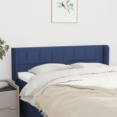 vidaXL - Hoofdbord - met - randen - 147x16x78/88 - cm - stof - blauw
