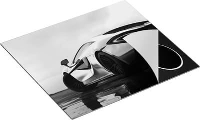 Chefcare Inductie Beschermer Zilveren Sportwagen Auto bij Zonsondergang - Zwart Wit - 60x50 cm - Afdekplaat Inductie - Kookplaat Beschermer - Inductie Mat