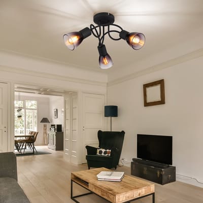 Plafondlamp SATELLA ø38CM E14 Matt zwart 3-Lichts Smoked
