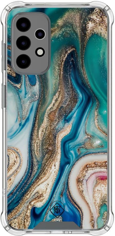 Hoesje (shockproof) geschikt voor Samsung Galaxy A52 5G - Magic marble - Extra sterke case - TPU/polycarbonaat - Marmer - Multi, Groen, Transparant