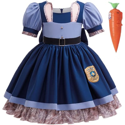 Film Zootopia 2 Dapper Schattig Konijn Judy Kostuum Voor Baby Meisje Rollenspel Judy Hopps Konijn Verkleed Jurk Poppen Set 2-10 Jaar 4T(TAG 120) gray