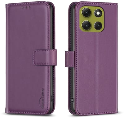 BINFEN Hoesje - Geschikt voor Motorola Moto G86 Hoesje - BINFEN Color Book Case - Paars