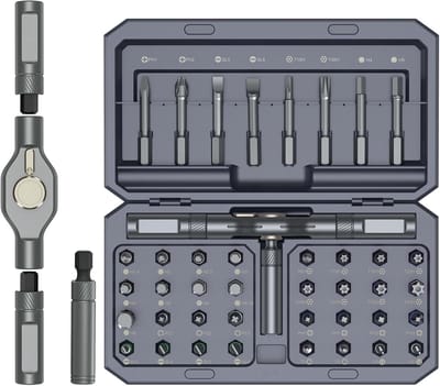 Multifunctionele Ratelschroevendraaier Set - 42-in-1 Magnetische Schroevendraaierset met 40 Bits en T-Ratelsysteem