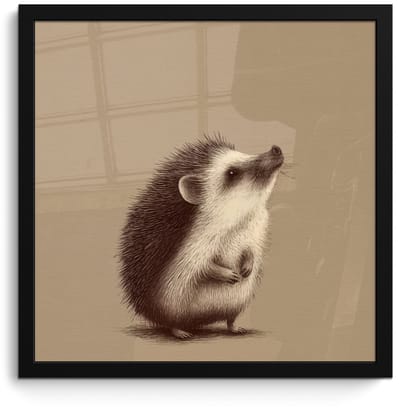 Poster in lijst - Fotolijst 40x40 cm - Posters - Egel - Snuitje - Bruin - Stekels - Posterlijst zwart - Decoratie - Wanddecoratie woonkamer - Muurdecoratie slaapkamer
