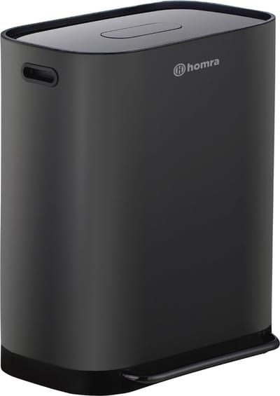 Pedaalemmer met 2 vakken, 60l, geurfilter, Softclose, roestvrij staal, zwart
