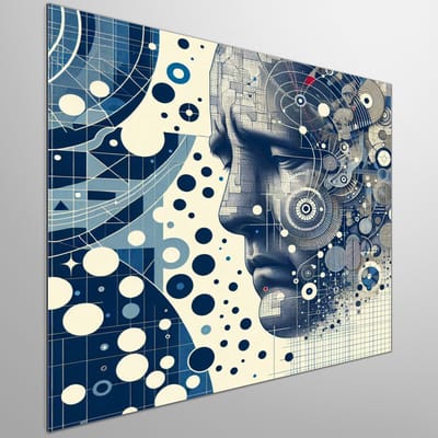 Modern huilend kind schilderij | Tranen van de toekomst: Hedendaags portret van een kwetsbaar kind | Kunst - 60x60 centimeter op Dibond | Foto op Dibond