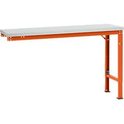 Manuflex aanbouwtafel UNIVERSAL Speciaal, 1500 x 800 mm, melamine lichtgrijs, roodoranje