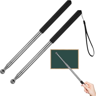 Wijsstok Set - Uitschuifbaar - Presentatie Ondersteuning - 5 Secties Stabiel - 1 Meter - Zilver