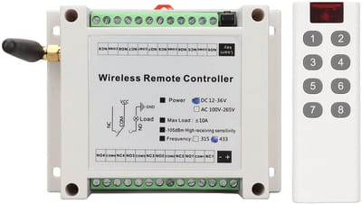 VT Goods - 8-kanaals Relais - Radiobesturing - Compact formaat - Lampbesturing - Afstandsbediening - Ideaal voor thuisautomatisering - Geschikt voor...