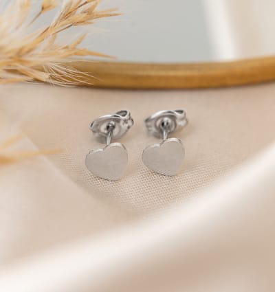 Oorbellen Hartjes | Stainless Steel Zilver