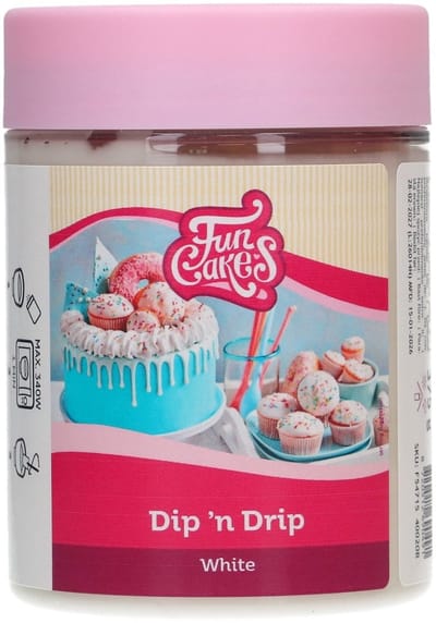 FunCakes Dip 'n Drip - Wit - 375g - Glazuur voor Cake, Cupcakes en Taarten