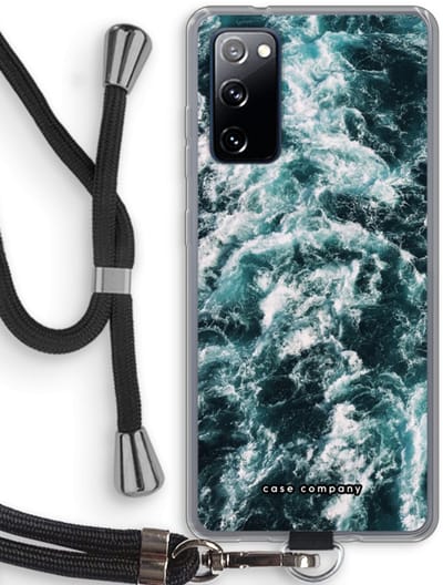 Hoesje met koord geschikt voor Samsung Galaxy S20 FE / S20 FE 5G hoesje met Koord - Zee golf - Telefoonhoesje met Zwart Koord - Bescherming aan alle Kanten en Over de Schermrand