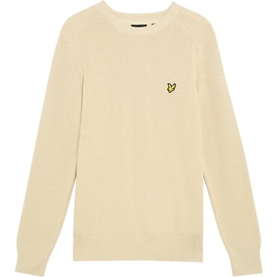 Lyle & Scott Engineered Rib Crew Neck Truien & Vesten Heren - Sweater - Hoodie - Vest- Beige - Maat S