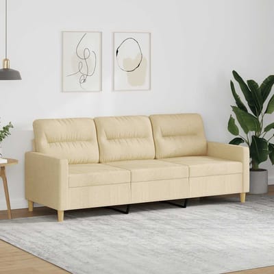 vidaXL - Driezitsbank - 180 - cm - stof - crèmekleurig