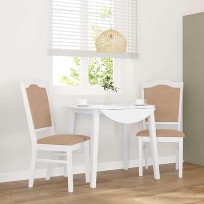 vidaXL - Eetkamerstoelen - met - kussens - 2 - stuks - wit - massief - hout - rubber