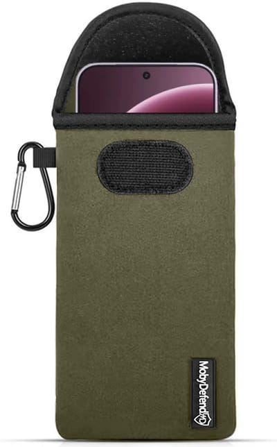 MobyDefend Hoesje - Geschikt voor OnePlus 15 - Neopreen Pouch Met Karabijnhaak - Insteek - Riemlus - Groen