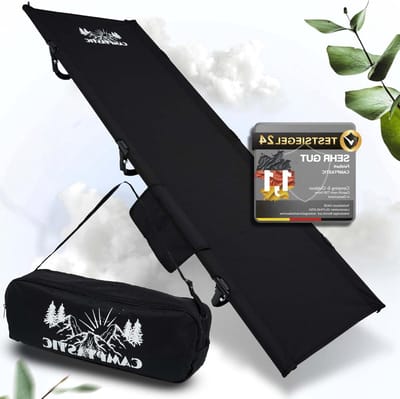 Veldbed Opklapbaar - Kampeerbed Lichtgewicht - Outdoor Slapen - Compact En Robuust - 191 x 68 cm - Zwart