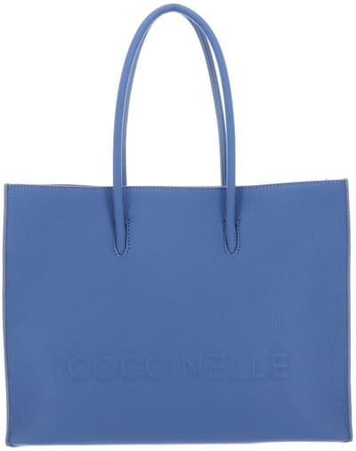 COCCINELLE Leren Handtas Myrtha Maxi Log Handbag Grained Leather Azul Blauw