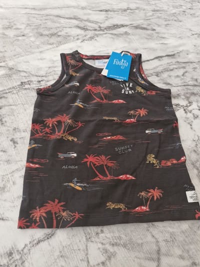 Feetje - Jongens - Shirt (zonder Mouw) - Anthracite/Palm - Mt 80