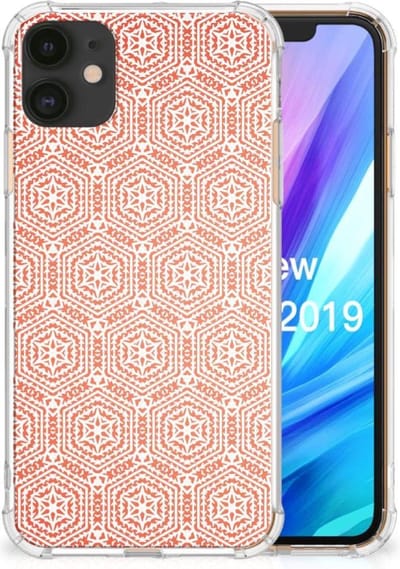 Apple iPhone 11 Doorzichtige Silicone Hoesje Pattern Orange