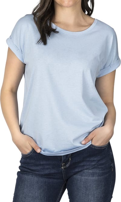 DENIMFY Dames Top DFSophie regular fit Blauw Ronde Hals Volwassenen Zomertop katoen-modal mix