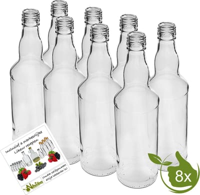 Glazenfles "Bolhals" 500ml (8 stuks) inclusief dopjes
