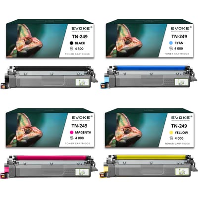 Evoke Compatibele Toner voor Brother Tn-249 Tn249 Tn249Xl 4X Cmyk: Zwart, Cyaan, Magenta, Geel 16500 Pagina's Hl-L8230Cdw L8240Cdw; Mfc-L8340Cdw L8390Cdw
