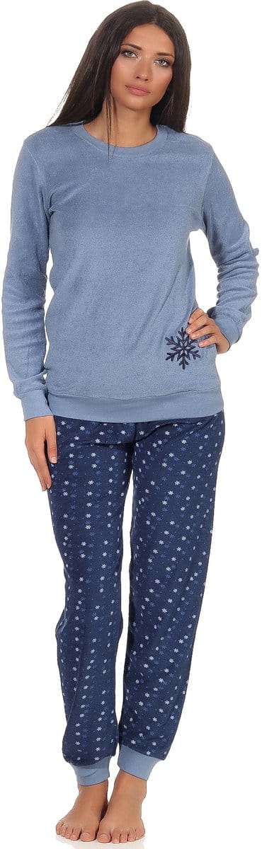 Dames badstof pyjama met manchetten - ijskristalmotief - 291 201 13 900
