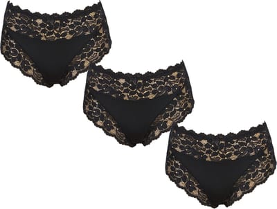 3-Pack Dames tailleslips JC met kant H805 Zwart - maat M