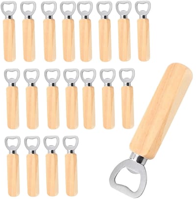 Dailygoods - 20 stuks flessenopeners houten bieropener, houten handvat, draagbaar, gepersonaliseerd onbewerkte geschenken voor mannen, flesopener, grappig vaderdagcadeau, bier voor mannen